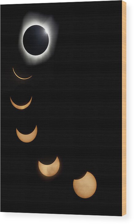 Eclipse Wood Print featuring the photograph 2017 Solar Eclipse Composite by Rob Travis