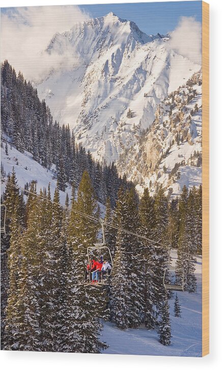 Alta Ski Resort Wood Print featuring the photograph Alta Ski Resort Wasatch Mts Utah by Douglas Pulsipher