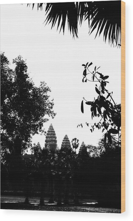 Adventure Wood Print featuring the photograph Angkor Wat Towers through the Trees by Georgia Clare