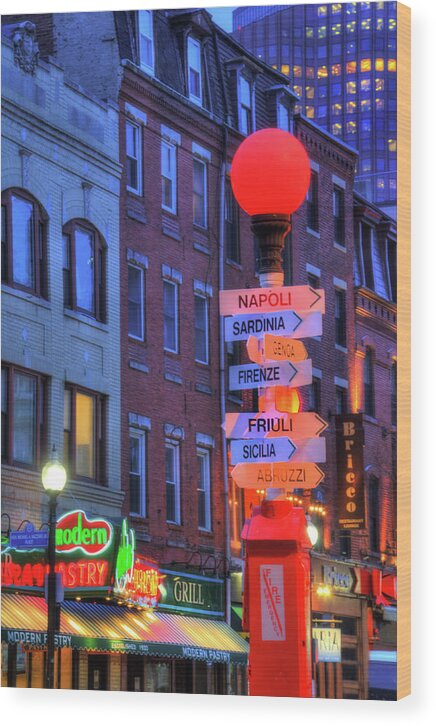 Boston North End Wood Print featuring the photograph Boston North End - Hanover Street by Joann Vitali