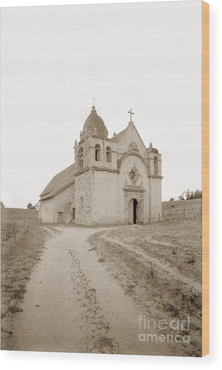 Carmel Mission Wood Print featuring the photograph Carmel Mission South side Circa 1915 by Monterey County Historical Society