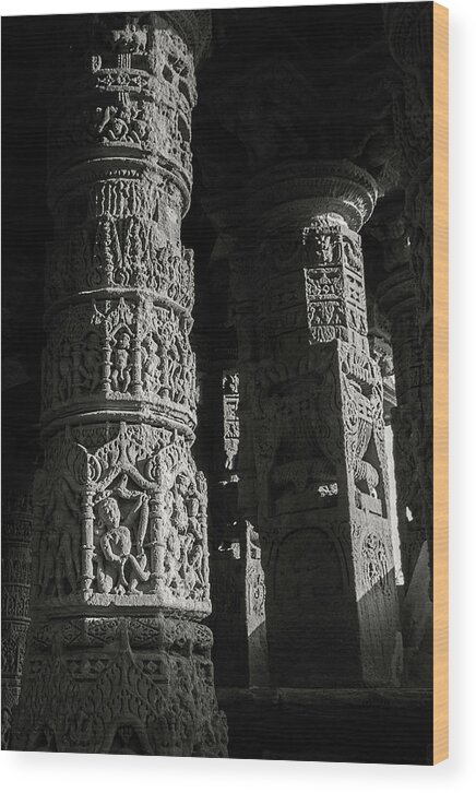 Carved Wood Print featuring the photograph Carved pillars by Hitendra SINKAR