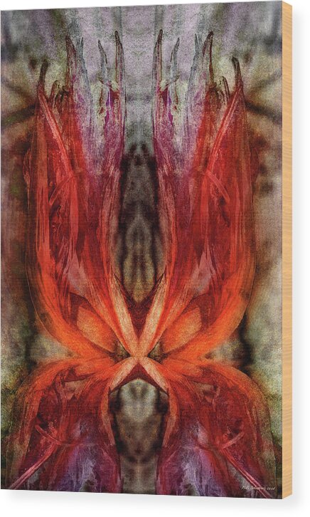 Passion Wood Print featuring the digital art Crimson Flame by WB Johnston