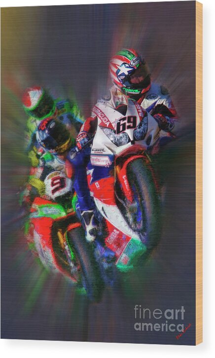 2016 Fim Superbike Nicky Hayden Wood Print featuring the photograph FIM Superbike Nicky Hayden Leads The Way by Blake Richards