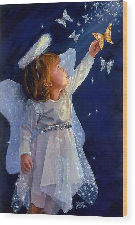 Original Oil Painting By Doug Kreuger Wood Print featuring the painting Little Angel by Doug Kreuger