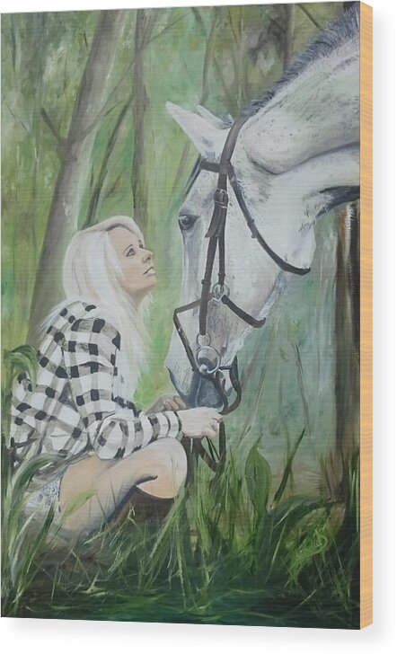 Horse Wood Print featuring the painting Nicole and Cellie by Abbie Shores