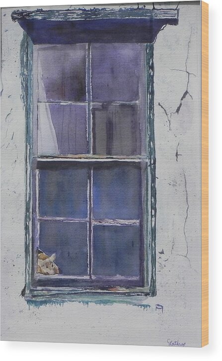 Architecture Wood Print featuring the painting Old Window and New Home by Christine Lathrop