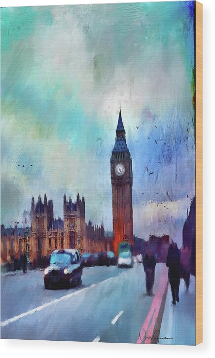 London Wood Print featuring the digital art On Westminster Bridge by Nicky Jameson