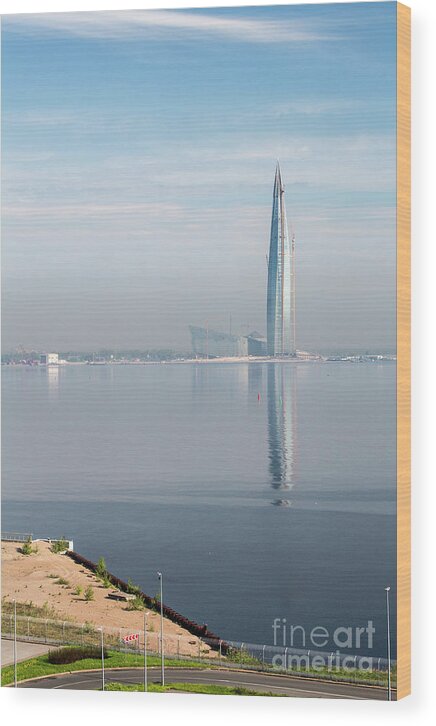 Tall Structure At Entrance Of St Petersburg Wood Print featuring the photograph Tall structure at entrance of St Petersburg, Russia by Sheila Smart Fine Art Photography