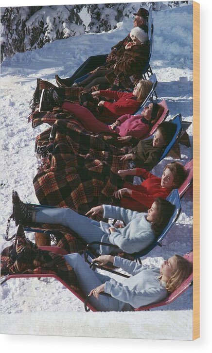 Gstaad Wood Print featuring the photograph Winter Suntans #1 by Slim Aarons