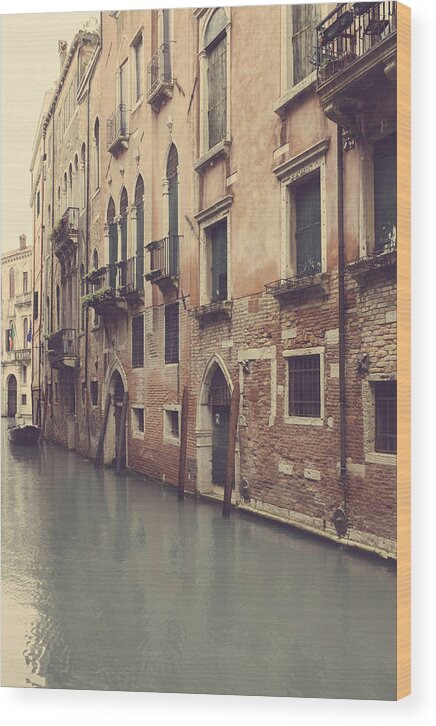 Venice Wood Print featuring the photograph Back Street Canal in Venice by Georgia Clare