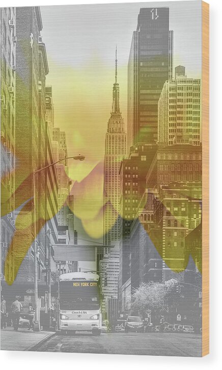 New York City Bus Wood Print featuring the photograph New York Express Floral by Az Jackson