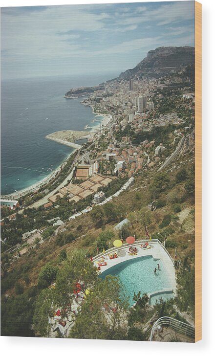 Swimming Pool Wood Print featuring the photograph Roquebrune-cap-martin by Slim Aarons