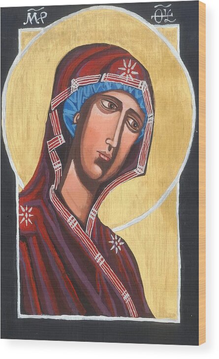 Icon Wood Print featuring the painting Simple Mary by Kelly Latimore