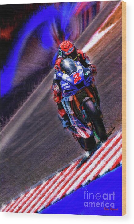 Josh Herrin Wood Print featuring the photograph 2021 Josh Herrin Yamaha MotoAmerica Superbikes by Blake Richards
