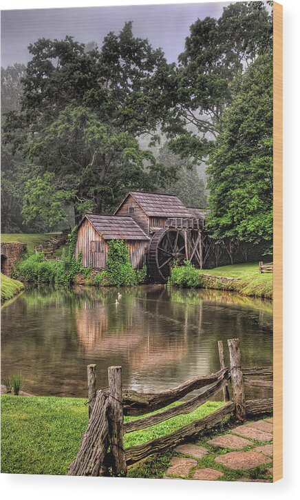 North Carolina Wood Print featuring the photograph Blue Ridge Parkway Mabry Mill 2 by Dan Carmichael