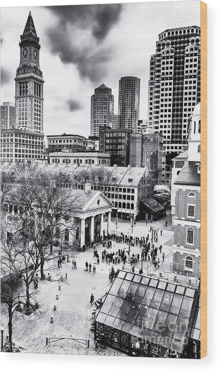 Faneuil Hall Marketplace Wood Print featuring the photograph Boston Faneuil Hall Marketplace by John Rizzuto