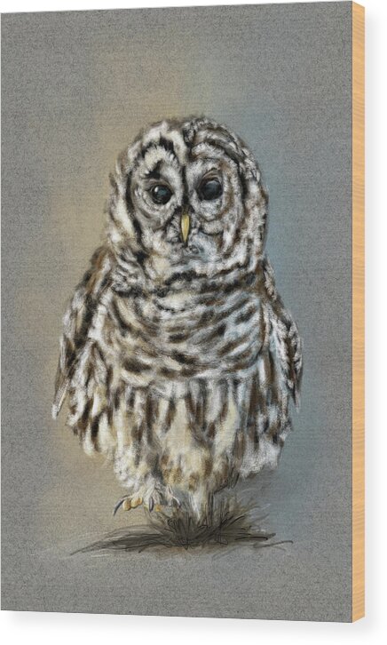 Owl Wood Print featuring the pastel Stand Up and Be Heard by Jai Johnson