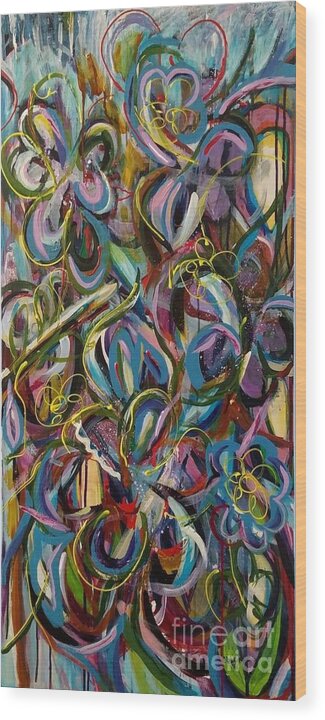 Abstract Wood Print featuring the painting How Does Your Garden Grow by Catherine Gruetzke-Blais