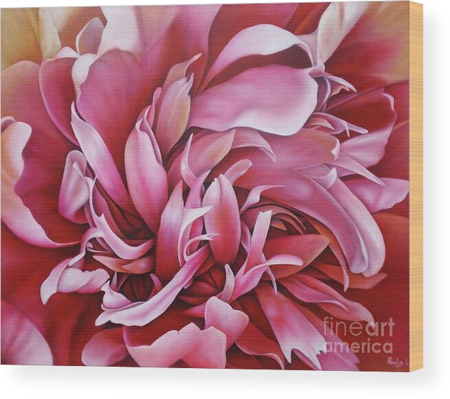 Flower Wood Print featuring the painting Abstract Peony by Paula Ludovino