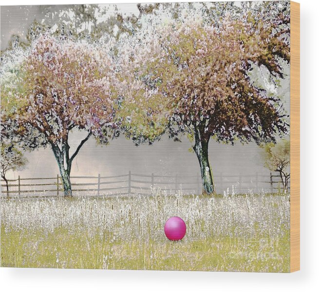 Digital Imagery Wood Print featuring the digital art Ball Field with Rolling Roger by Lizi Beard-Ward