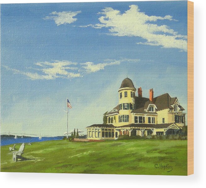 Christine Hopkins Wood Print featuring the painting Castle Hill Inn Newport Rhode Island #5 by Christine Hopkins