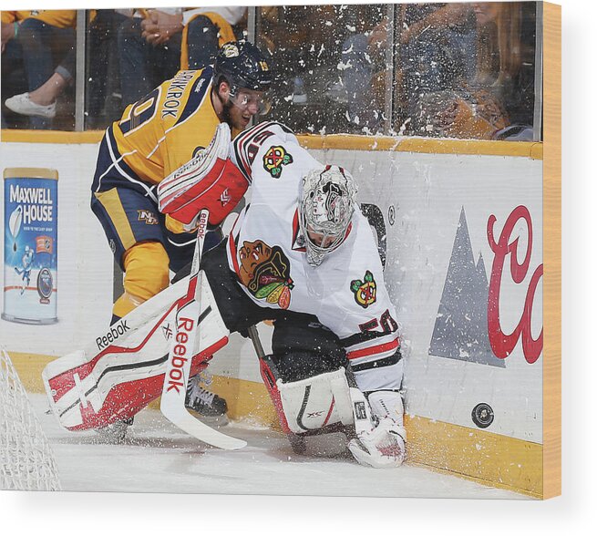 Playoffs Wood Print featuring the photograph Chicago Blackhawks V Nashville #1 by John Russell