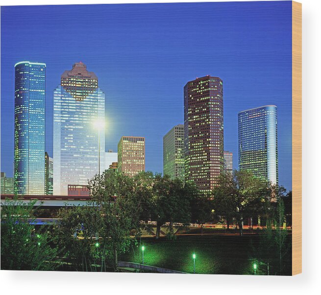Downtown District Wood Print featuring the photograph Cityscape Of A Texas City #1 by Murat Taner