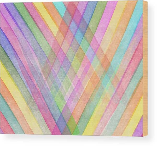 Colorful Stripes Wood Print featuring the digital art Colorful stripes #2 by Aged Pixel