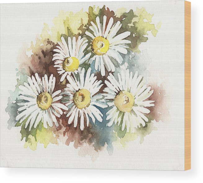 Daisy Wood Print featuring the painting Daisies #1 by Natasha Denger