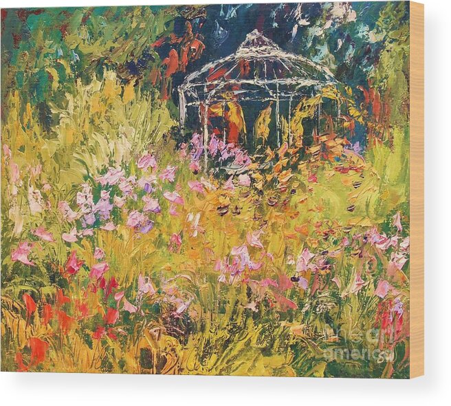 Sean Wu Wood Print featuring the painting Garden #1 by Sean Wu