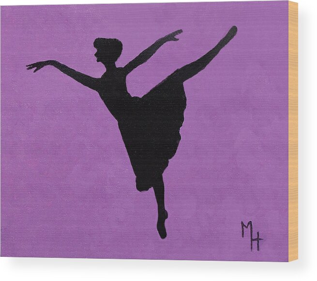 Ballerina Wood Print featuring the painting Graceful Arabesque #1 by Margaret Harmon