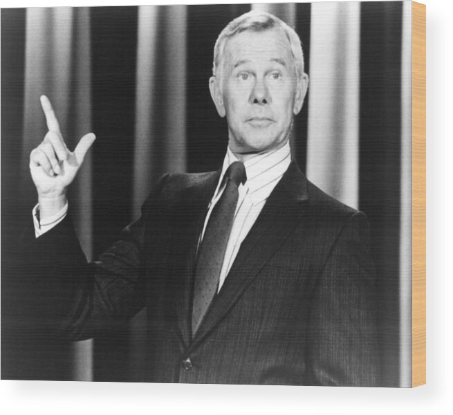 The Tonight Show Starring Johnny Carson Wood Print featuring the photograph Johnny Carson in The Tonight Show Starring Johnny Carson #1 by Silver Screen
