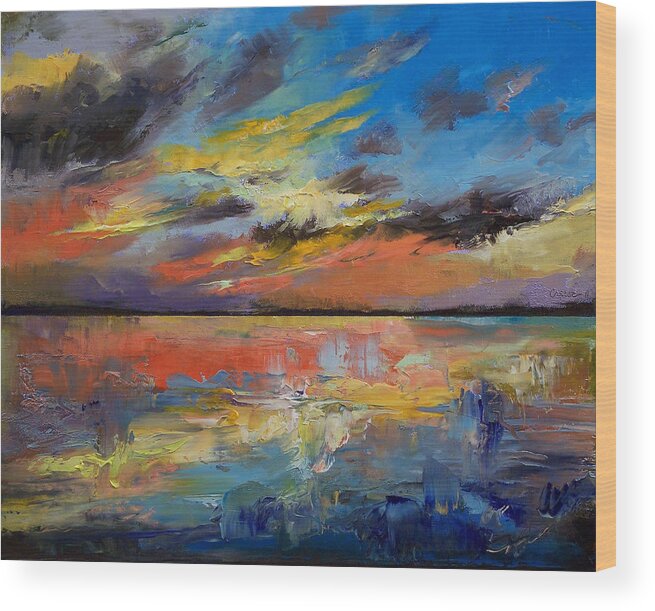 Key West Wood Print featuring the painting Key West Florida Sunset by Michael Creese