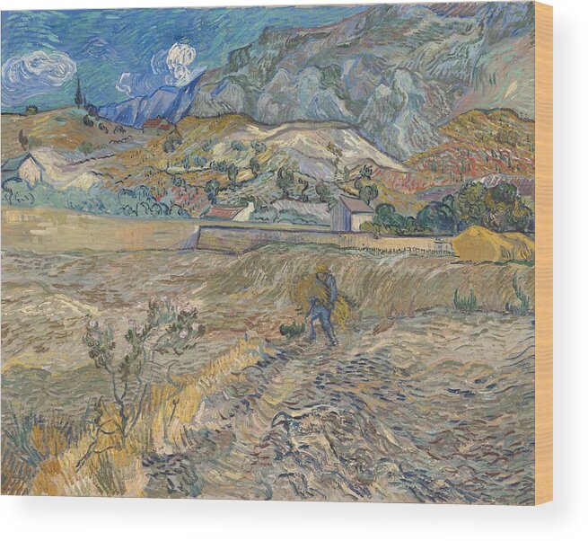 Vincent Van Gogh Wood Print featuring the painting Landscape At Saint-Remy #1 by Vincent Van Gogh