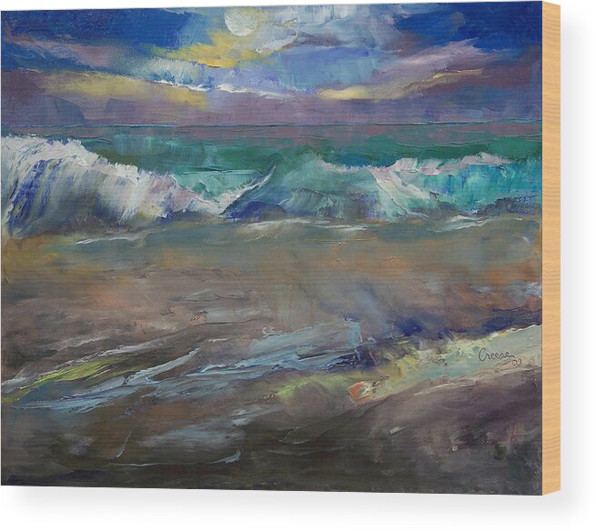 Moonlit Wood Print featuring the painting Moonlit Waves by Michael Creese