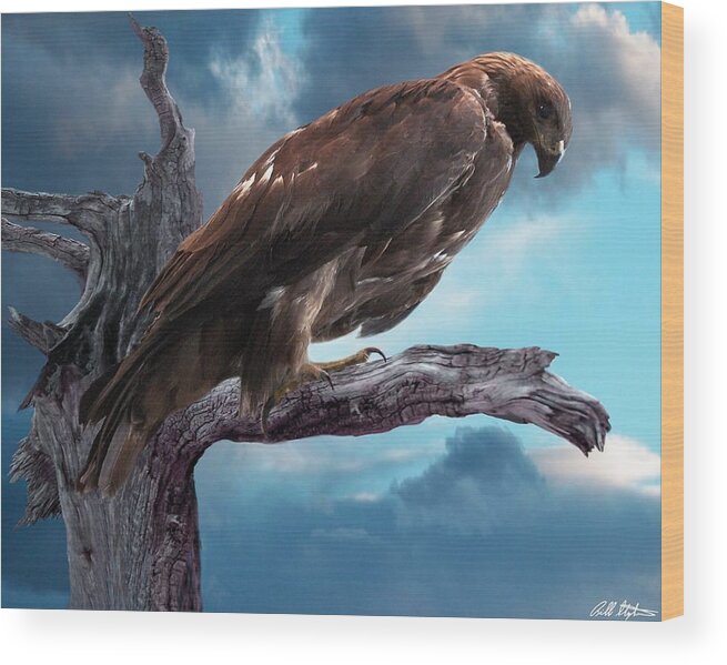 Eagles Wood Print featuring the digital art Perched #1 by Bill Stephens