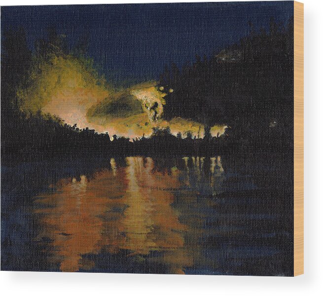 Fire Scene Wood Print featuring the painting Reflecting Fire by Davend Dom