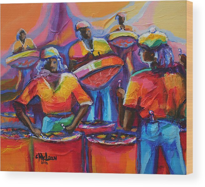 Abstract Wood Print featuring the painting Steel Pan #2 by Cynthia McLean