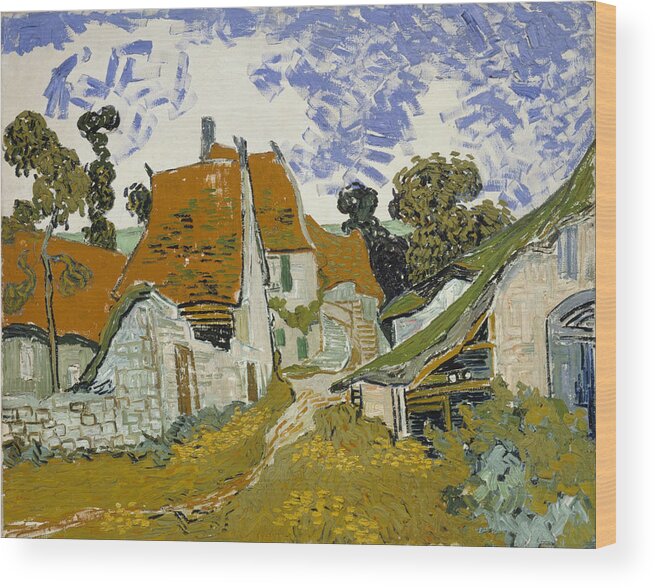 Vincent Van Gogh Wood Print featuring the painting Street In Auvers-Sur-Oise #1 by Vincent Van Gogh