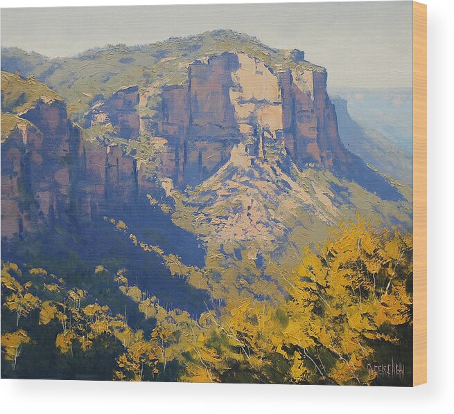  Wood Print featuring the painting The Landslide Katoomba #1 by Graham Gercken