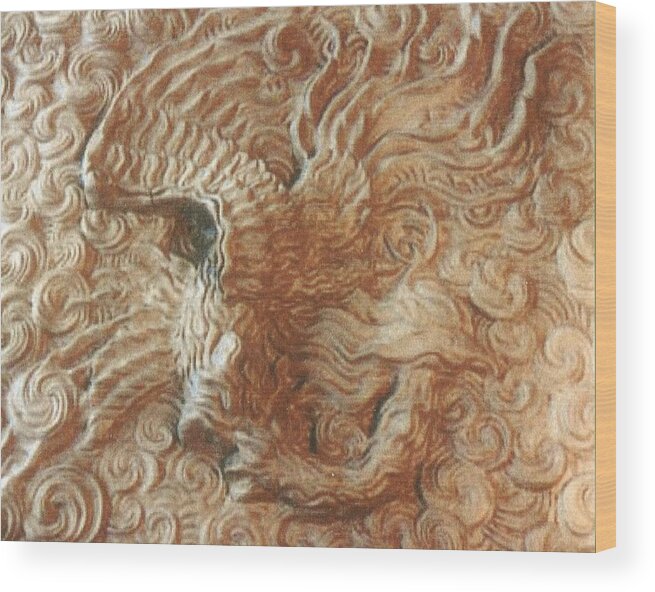 Ceramic Sculpture Wood Print featuring the ceramic art The Phoenix #1 by Charles Lucas