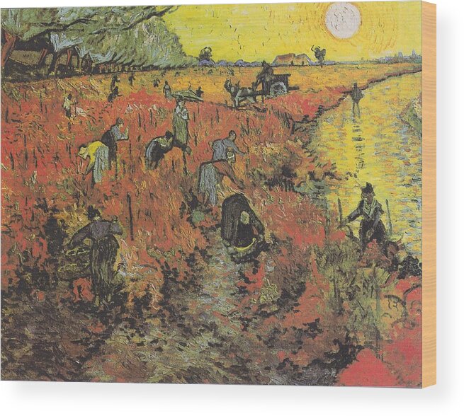 Vincent Van Gogh Wood Print featuring the painting The Red Vineyard at Arles #2 by Celestial Images