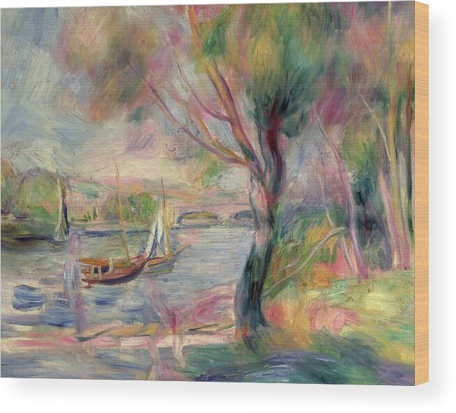 The Seine At Argenteuil Wood Print featuring the painting The Seine at Argenteuil by Pierre Auguste Renoir