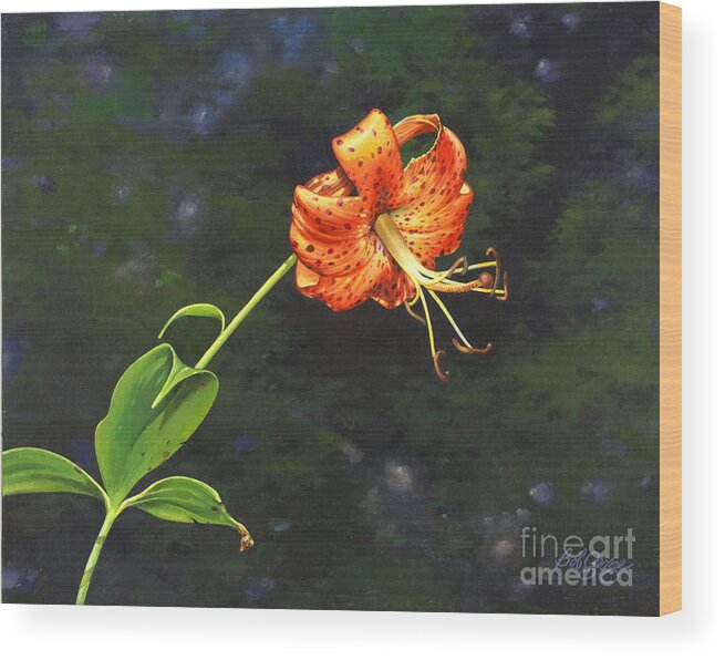Turk's Cap Painting Wood Print featuring the painting Turk's Cap #1 by Bob George