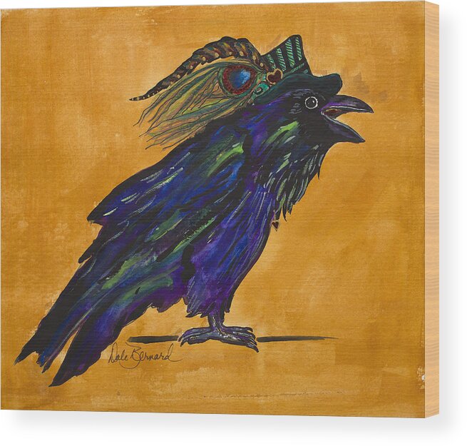 Raven Wood Print featuring the painting Uncommon Raven Love 3 #1 by Dale Bernard