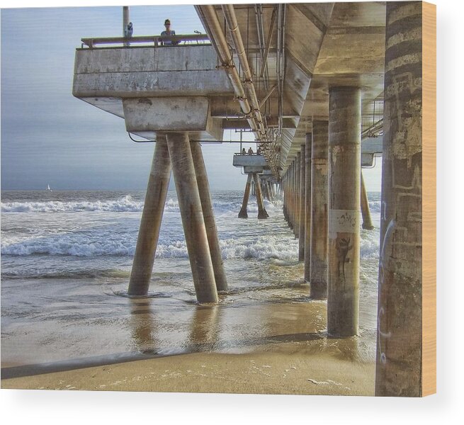 Beach Wood Print featuring the photograph Venice Beach Sunset #1 by Steve Ondrus