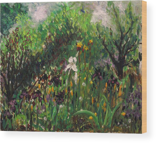 Irises Wood Print featuring the painting Irises #13 by Vladimir Kezerashvili