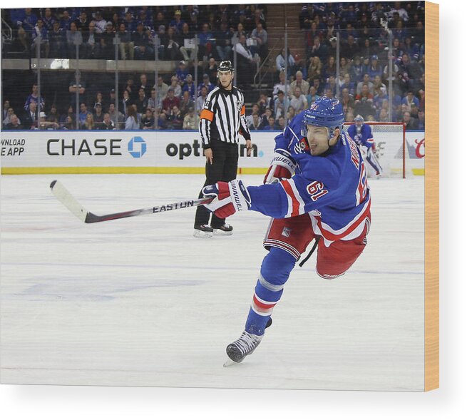 Playoffs Wood Print featuring the photograph Pittsburgh Penguins V New York Rangers #13 by Bruce Bennett