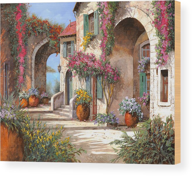 Arches Wood Print featuring the painting Archi E Fiori by Guido Borelli